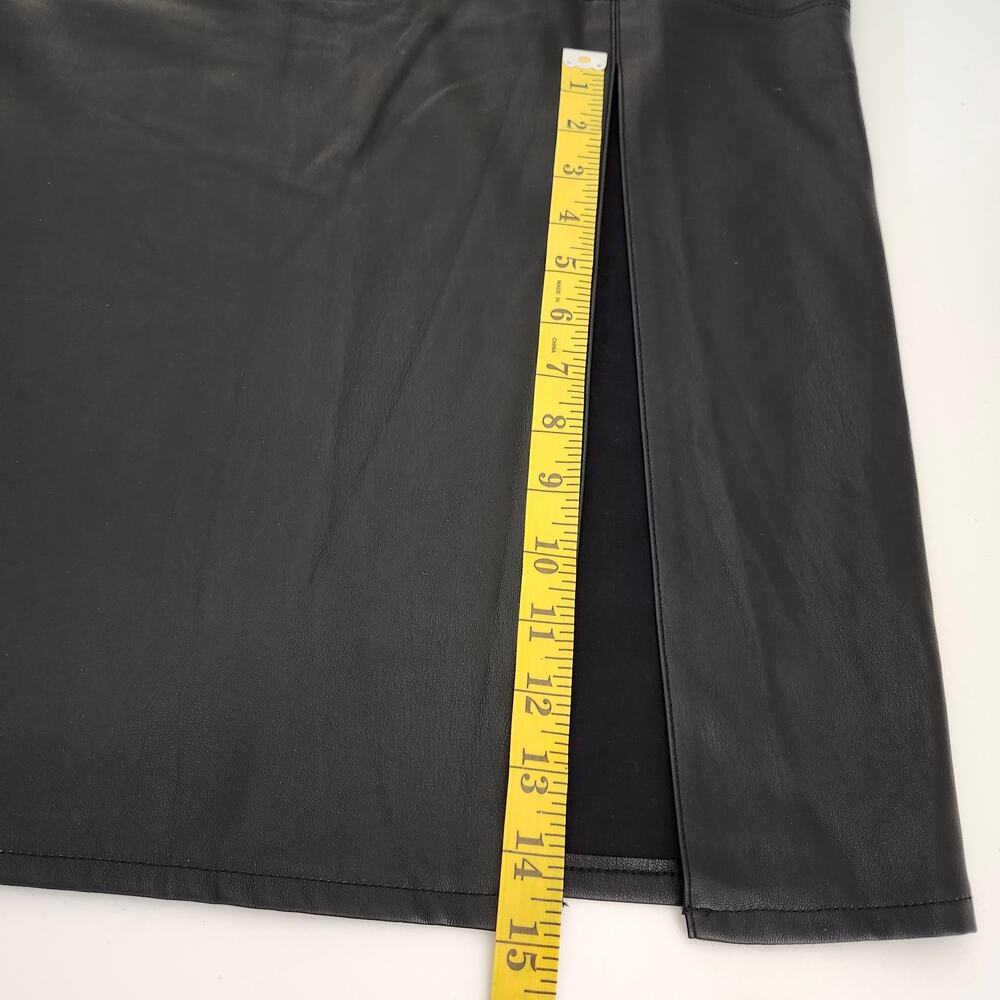 Reserved Black Faux Leather Pencil Midi Skirt with Ruched Feature US Size 4 - Picture 10 of 10